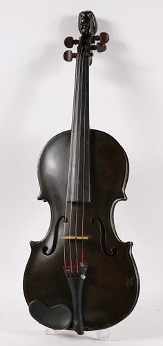 Contemporary American Violin, Carved Man's Head