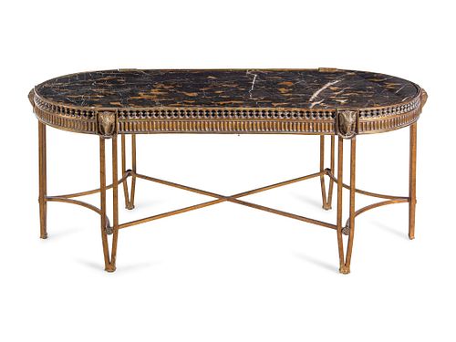 A Neoclassical Style Bronze and Marble Low Table 