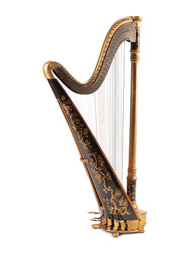 A Continental Painted Harp