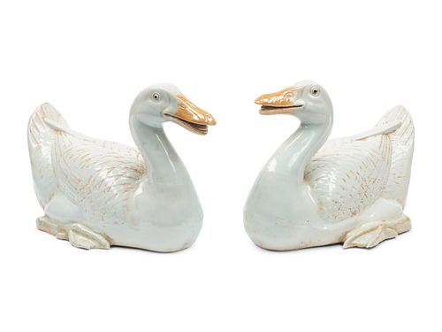 A Pair of Porcelain Models of Ducks