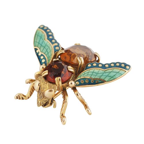 A JEWELED INSECT BROOCH