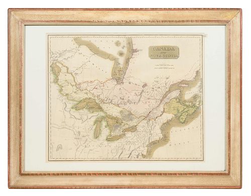 A Handcolored Engraving of a Map of Canada and Nova Scotia