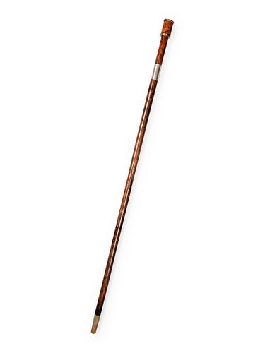 A Victorian Silver-Mounted Partridge Wood Smoker's 'System' Walking Stick