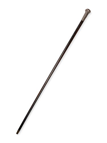 A Continental Silver Mounted Ebony Walking Stick