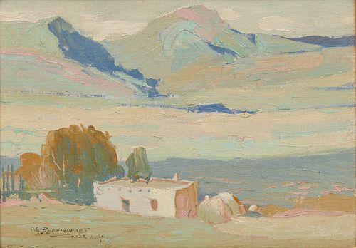 OSCAR EDMUND BERNINGHAUS, American 1874-1952, Taos Valley Home