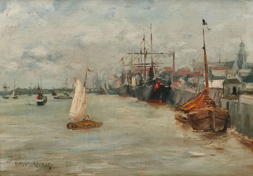 WILLIAM MERRITT CHASE, American 1849-1916, Port of Antwerp