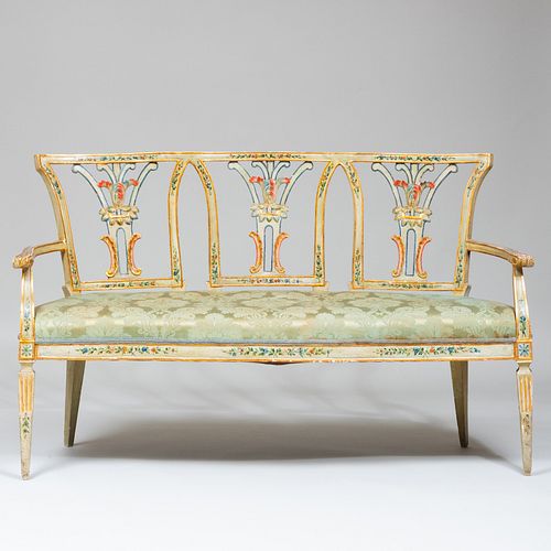 Italian Neoclassical Style Painted and Parcel-Gilt Settee