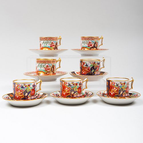 Group of Seven Flight Barr & Barr Coffee Cans and Saucers
