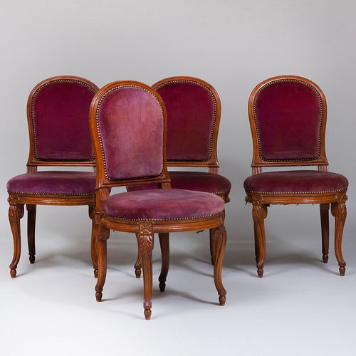 Set of Four Louis XV/XVI Style Beechwood Chaises Ã  la Reine, in the Manner of Georges Jacob