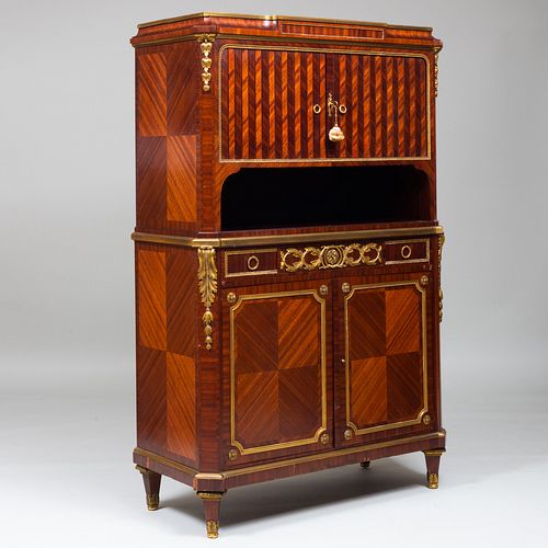 Louis XVI Style Gilt-Bronze-Mounted Mahogany Parquetry Cabinet