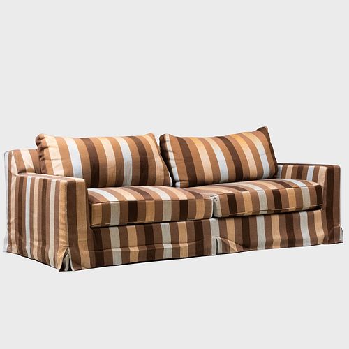 Modern Striped Embroidered Upholstered Sofa, Christian Liaigre