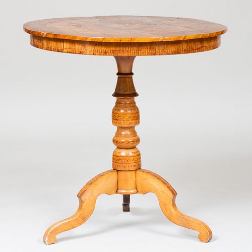 Continental Mahogany and Fruitwood Parquetry Center Table