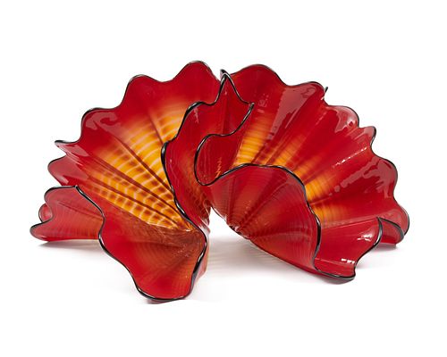 DALE CHIHULY, American b. 1941, Red Amber Persian Pair, 2010