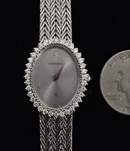 18K Gold & Diamond Bucherer Ladies Wrist Watch