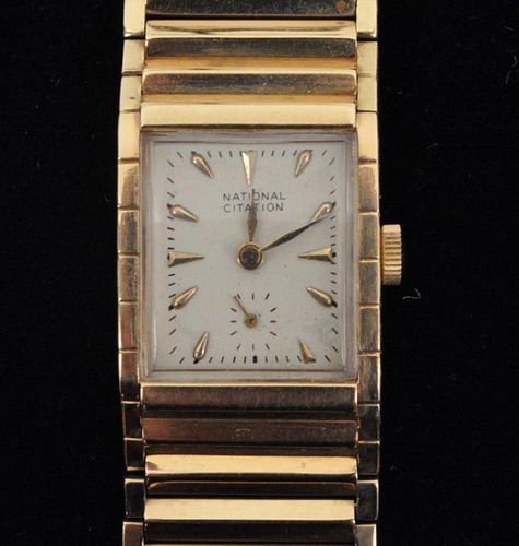 14K Gold Wrist Watch, Mesh Band