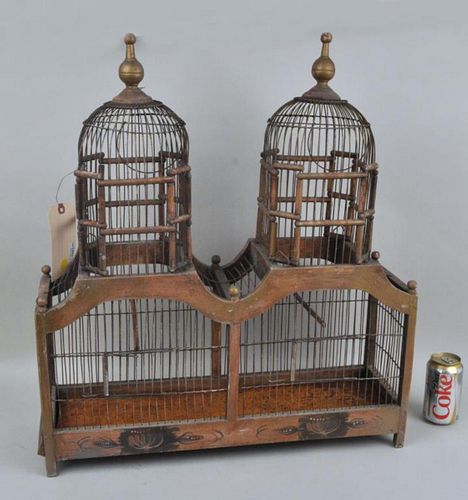 Antique Wood & Wire Double Domed Bird Cage