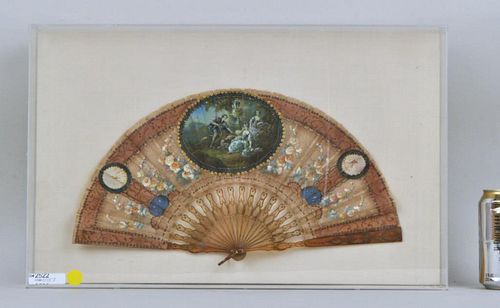 Framed French Signed Hand Painted Fan