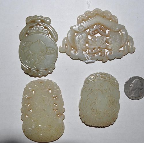 Four Chinese Carved Jade/Hardstone Plaques