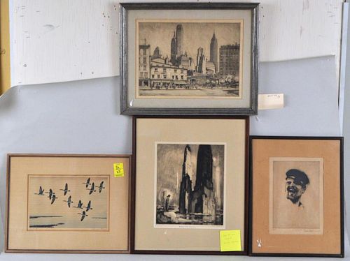 Group Four Framed Etchings