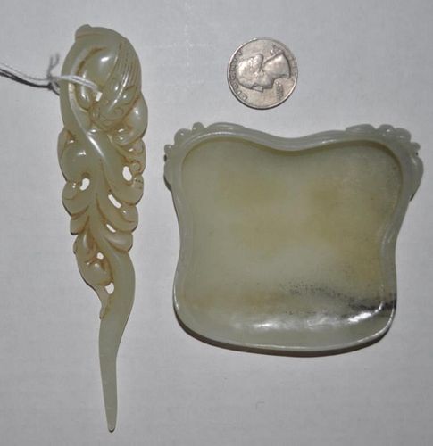 A Chinese Carved Jade/Hardstone Hair Ornament