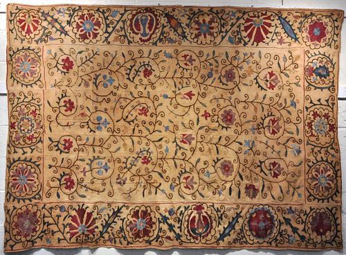 Silk Embroidered Persian Suzani/Linen