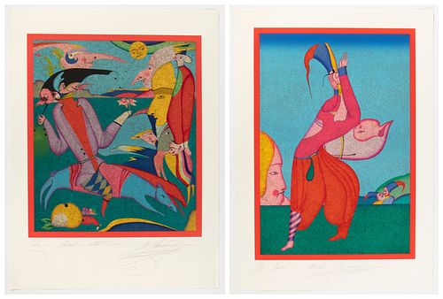 Mikhail Chemiakin, Two Lithographs from Carnaval de St. Petersbourg Series