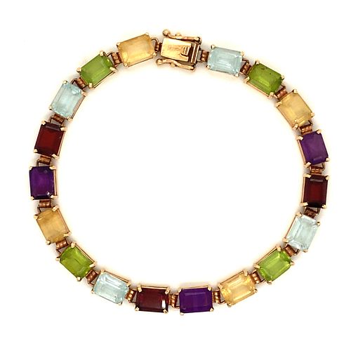 14k Multicolor Gem Bracelet