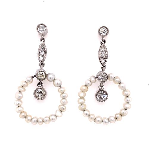 Platinum Pearl Diamond Earrings