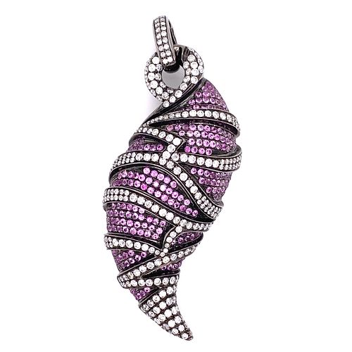 18k Diamond Pink Sapphire Claw Shaped Pendant