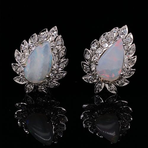 18k Diamond Opal Earrings