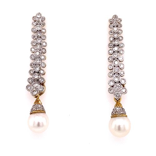 18k Detachable Pearl Diamond Drop Earrings