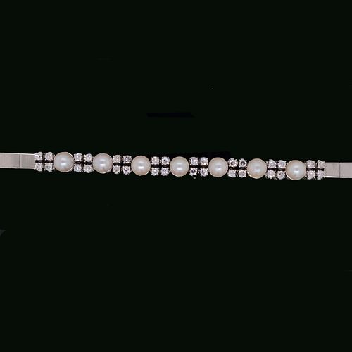 18k Diamond Pearl Bracelet