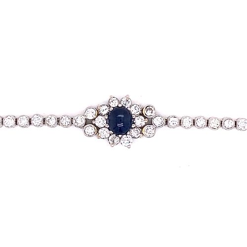 Platinum Diamond Sapphire BraceletÂ 