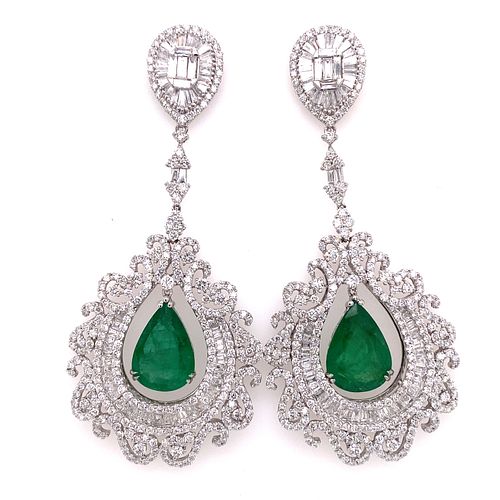 18k Diamond Emerald Chandelier EarringsÂ 