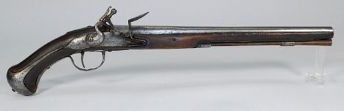 Rare French Iron Mounted Flintlock Pistol