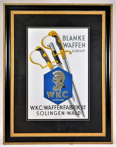 WWII German WKC Framed Sword Advertising Poster