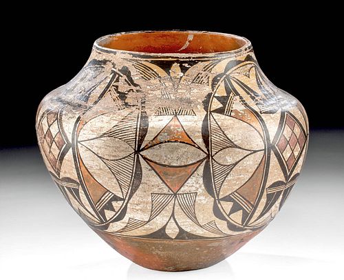 Early 20th C. Acoma Polychrome Jar w/ Painted Motif