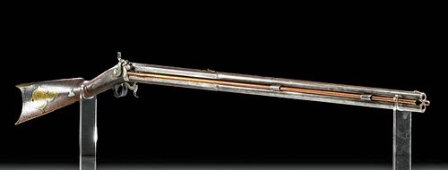 19th C. American Steel, Brass & Wood Rifle - R. Ashmore