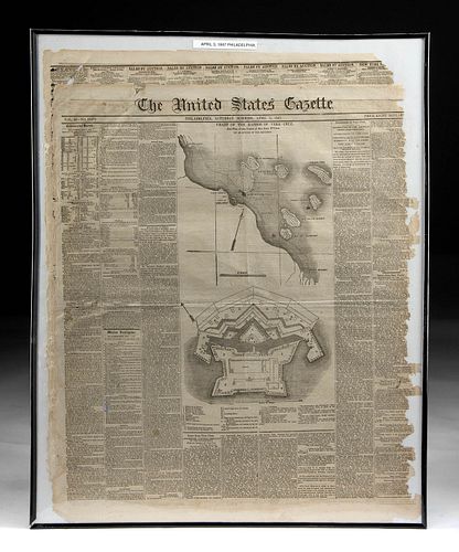Framed United States Gazette - April 3, 1847
