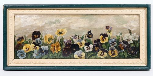 FRAMED OIL OF PANSIES, UNSIGNED