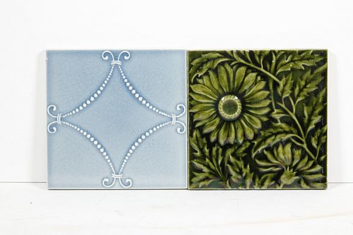 (2) ENGLISH RELIEF MOLDED CERAMIC TILES