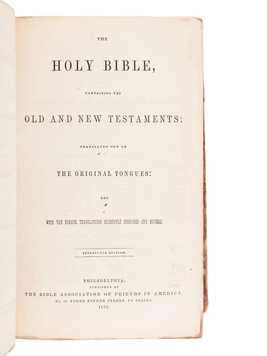[BIBLES - AMERICAN]. A group of 5 works, comprising:
