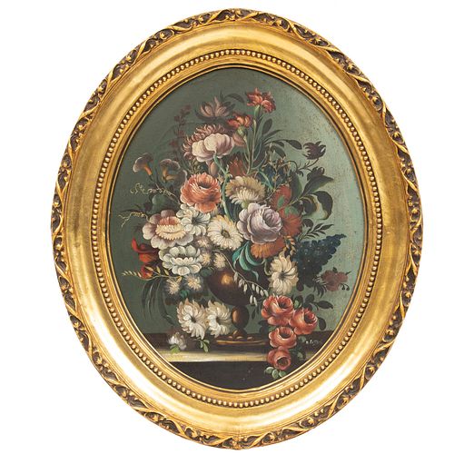 D. FATARI Bouquet. Firmado. Óleo sobre rígido. Enmarcado. 48 x 39 cm