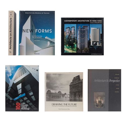 LIBROS SOBRE ARQUITECTURA DEL SIGLO XX. a)  100 of The World's Tallest Buildings.b)Drawing the Future. Piezas: 6.