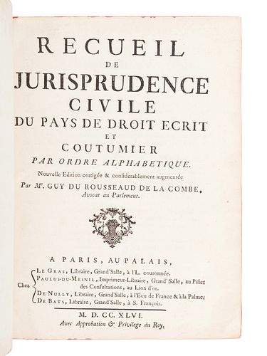 [FRENCH LAW]. A group of three 18th-century works in French, comprising: