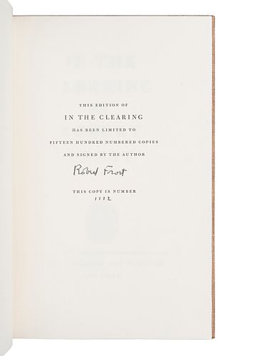 FROST, Robert (1874-1963). A Further Range. New York: Henry Holt and Company, 1936.