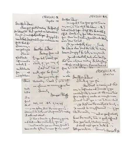 O'KEEFFE, Georgia (1887-1986). A group of 9 letters to Jean Ledoux, 1944-1951.