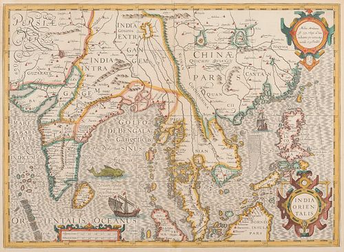 [CHINA & SOUTHEAST ASIA] -- HONDIUS, Jodocus (1563-1611). India Orientalis. [Amsterdam, ca 1606-27].