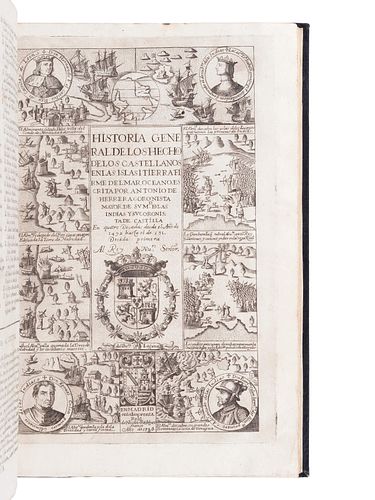 [AMERICAS]. HERRERA Y TORDESILLAS, Antonio de (1549-1625). Historia general de los hechos de los castellanos en las islas y tierra firme del mar ocean
