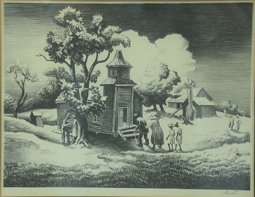 Thomas Hart Benton (American, 1889-1975), Sunday Morning, 1939, lithograph on paper, pencil signed lower right, sight size: 10 1/4" x 13".